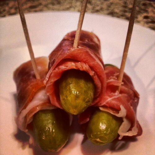 Prosciutto Wrapped Pickles - "Turtles in a Blanket"
